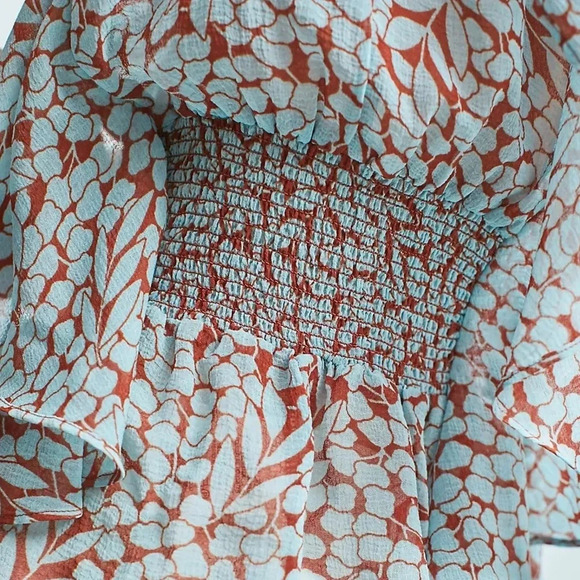 FEATHERBONE by ANTHROPOLOGIE NWOT Allegra Smocked Blouse - Picture 4 of 9